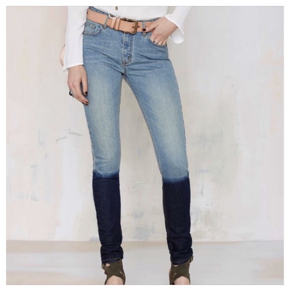 Nasty Gal Denim - NASTY GAL DIP DYED BLUE DENIM JEANS